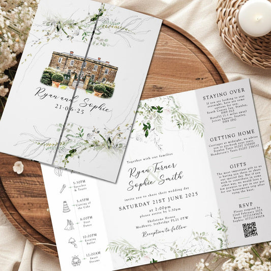 Venue Sketch Wedding Invitations